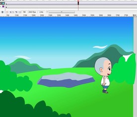 光头小孩在野外走过6秒动画