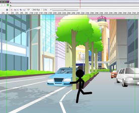 火柴人在路口跑过动画6秒