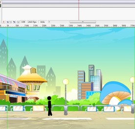火柴人在泥土路面行走动画10秒