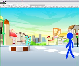 准蓝色火柴人从右边走到左边6秒
