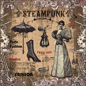 复古蒸汽朋克工业风装饰画图片