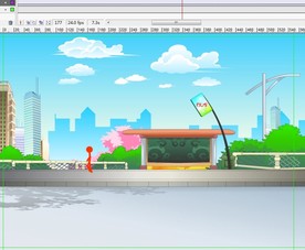 红色火柴人在车站走过动画10秒