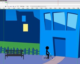 夜晚骑单车的火柴人动画6秒