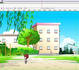 小女孩在校园里面走过11秒动画