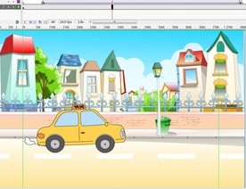 黄色的士在街道路面上行驶5秒