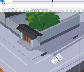 十字路口俯视的警车车辆6秒