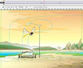 湖边黄昏飞舞的蜻蜓11秒动画