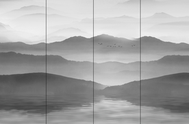 山水移门 山水隔断 山水壁画