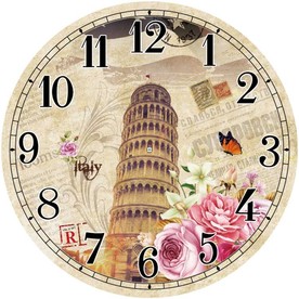 复古建筑比萨斜塔钟面