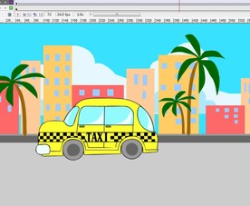 黄色的士在扁平道路上行驶6秒