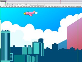 飞翔的喷射机在城市上空飞6秒