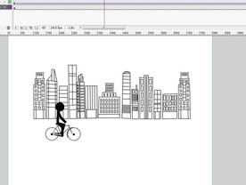 黑色单车火柴人经过城市6秒