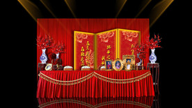 中式红色婚礼签到区