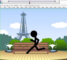 火柴人在公园边边上走路3秒