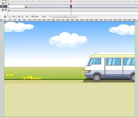 蓝天白云汽车行驶而过动画6秒