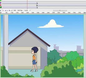 女子走路经过乡村道路14秒