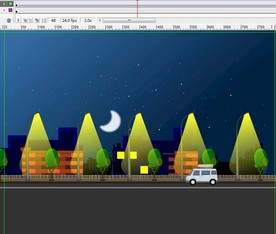 夜晚一辆面包车在夜幕行驶6秒