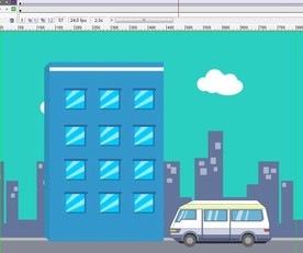 客车在建筑前面行驶而过6秒