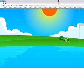 一只乌龟在河边走过动画11秒