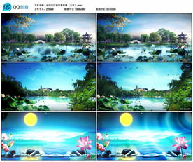 江南水乡美景荷塘 舞台背景视频