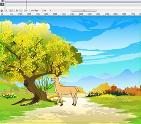 鹿在美丽的树下走过10秒