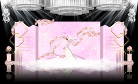 粉色大理石纹主题婚礼舞台效果图