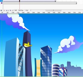 一只小鸟在城市建筑空中飞9秒