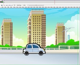 银色小Q汽车经过城市6秒