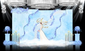 蓝色大理石纹主题婚礼舞台效果图