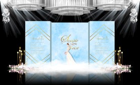 蓝色大理石纹主题婚礼舞台效果图