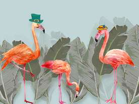 火烈鸟背景墙
