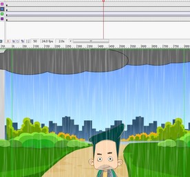 人物在雨中往前面走10秒