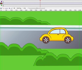 小黄车在草堆旁边走过6秒