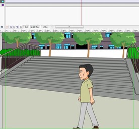 中年男子在楼梯前走过7秒