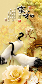 松鹤延年玉雕玄关背景