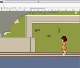 小女孩独自在外面道路行走8秒