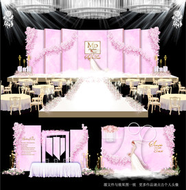 粉色大理石主题婚礼效果图