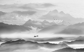 山水画水墨画山水大型背景