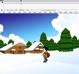 雪地里行走去上学小孩9秒