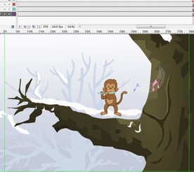 猴子在树上吹奏乐器动画14秒