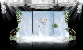 蓝色大理石主题婚礼舞台效果图