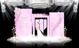 粉色大理石主题婚礼舞台效果图