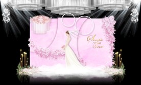 粉色大理石主题婚礼舞台效果图