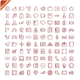 APP网站手机线描图标