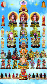 全神图佛道雕像三世佛