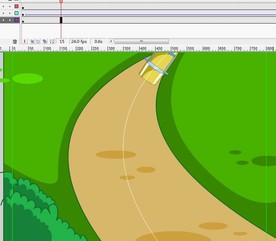 小车俯视在引导线拐弯5秒