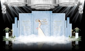 蓝色大理石主题婚礼舞台效果图