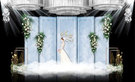 蓝色大理石主题婚礼舞台效果图