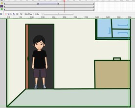 简单房子打开门后的男子3秒