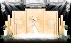 香槟色大理石主题婚礼舞台效果图